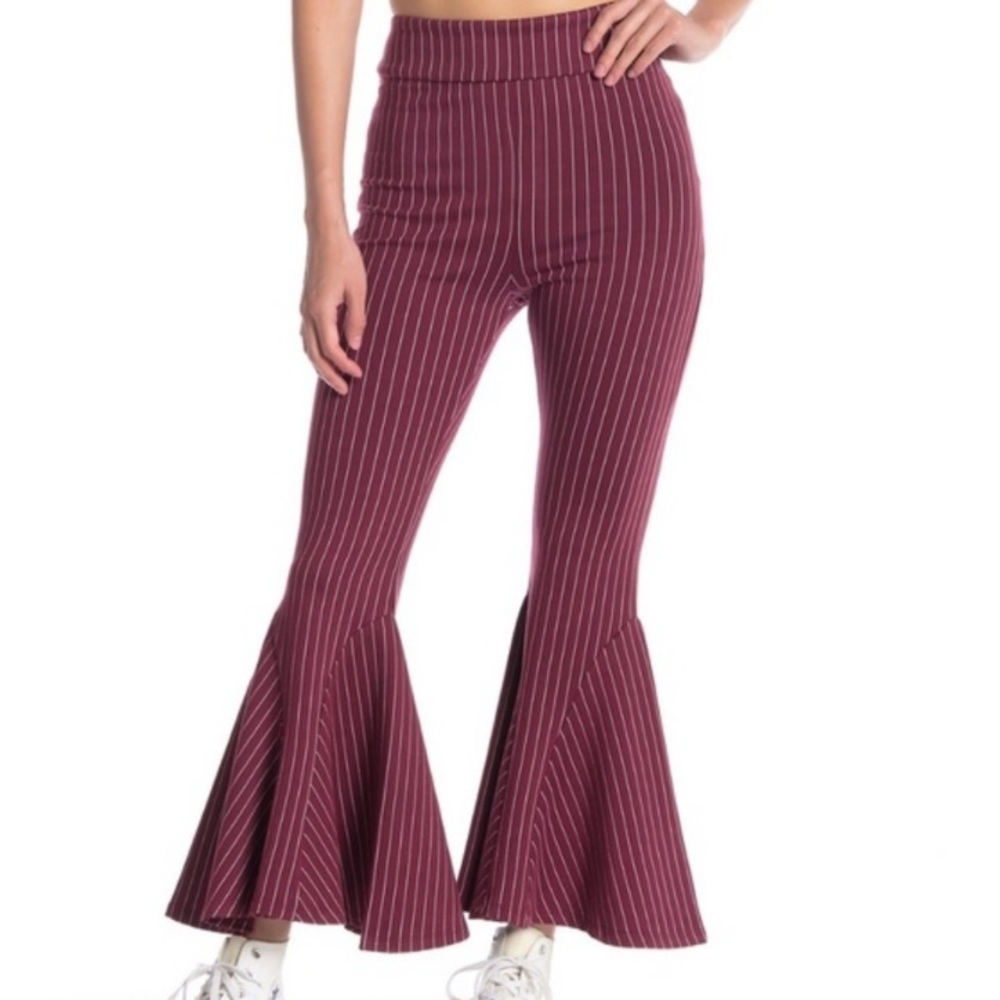 Free People high waisted crop flare pants 70s bell bottoms striped pants